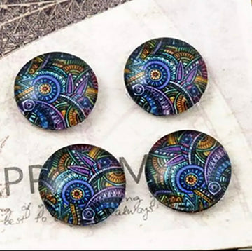 10pcs, 12mm Cabochons, in mixed print